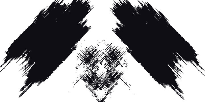 Stock image of creative brush strokes on white background. Black brush Stock on isolated background. Abstract black brush stroke on white background with colorful oil paint.