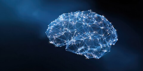 Obraz premium Abstract digital brain network with glowing connections on dark background