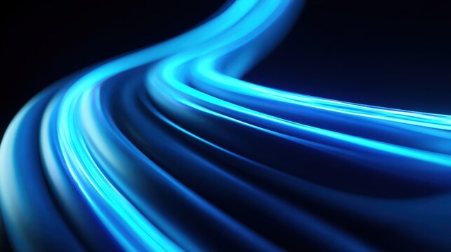 Abstract blue light trails against dark background, modern technology, data stream, and futuristic concept