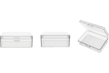 Transparent Storage Box Collection Clear Plastic Containers with Lids Organization Solutions on transparent background