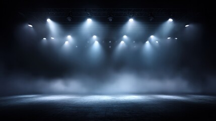 Stage Lighting and Smoke Effects Create a Dramatic Ambiance for Performance or Presentation