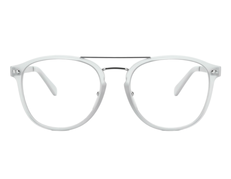White Eyeglasses with Double Bridge