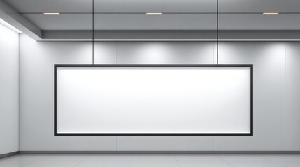 Obraz premium Modern Gallery Space with Blank White Billboard, Perfect for Advertisements or Art Displays
