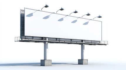 Obraz premium Blank Billboard Mockup on White Background for Advertising and Marketing Campaigns, Ready for Customization