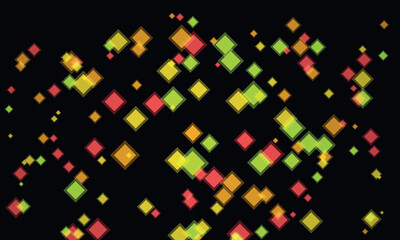 Vibrant rhombus shapes dance against a dark background, creating a festive and energetic abstract pattern.
