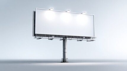Obraz premium Billboard Mockup Displaying Empty White Canvas Against a Bright Sky Backdrop Ready for Advertising