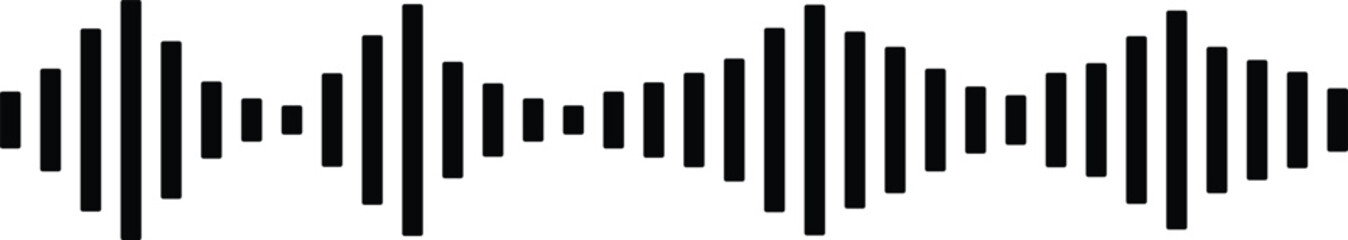 Black Sound Waveform Icon on White Background audio