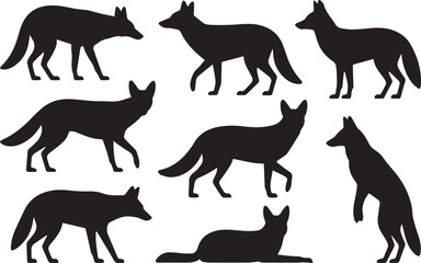 fox silhouette side profile head tail paw pose illustration