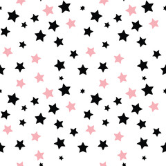 star repeat pattern five point stars pink black seamless background