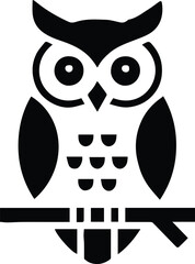 owl emblem vector silhouette on branch for identity
