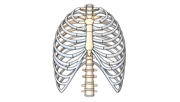 Human rib cages isolated on a clean background, showcasing anatomy and skeletal structure, ideal for medical, educational, or scientific illustrations.