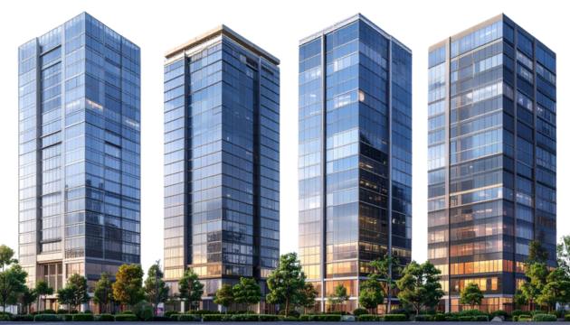 Modern tall buildings reaching the sky, showcasing urban architecture, city skyline, and skyscrapers, perfect for business, real estate, and cityscape visuals.