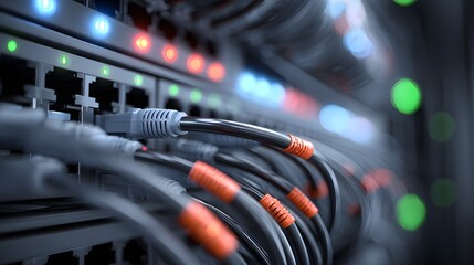 Moderne Netzwerk- und Serverinfrastruktur mit Datenkabeln
