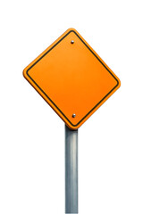 Blank Orange Road Sign on Pole Isolated Ready for Customization 