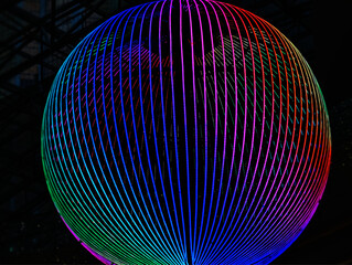 RGB arcade disco led ball abstract background