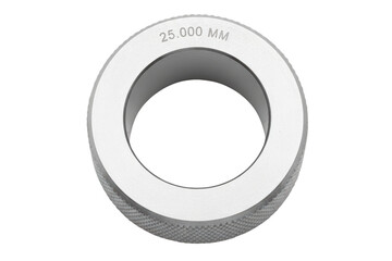 Precision metal setting ring gauge for calibration measurement isolated on a transparent background