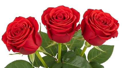 Fototapeta premium High-quality image of a fragment of a rose bouquet, emphasizing the freshness and red color intensity.