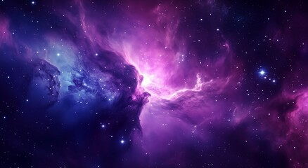 Vibrant Cosmic Nebula With Swirling Clouds and Bright Stars in Deep Space