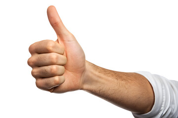 Man s hand giving a thumbs up gesture isolated on transparent background