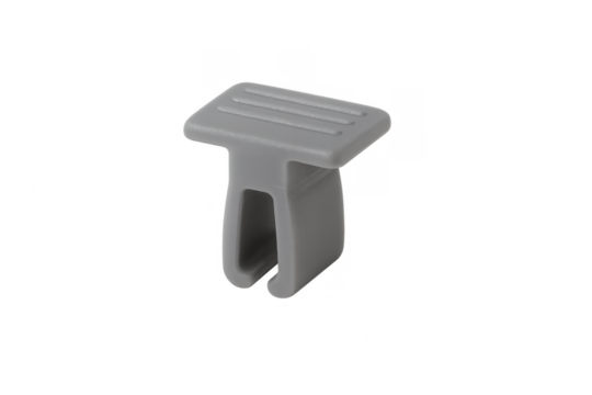 Grey plastic automotive clip fastener component