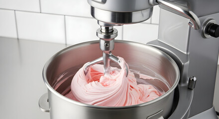 Baking Bliss Unleashed Stand Mixer Precision for Home Bakers A Culinary Dream Kitchen Aid Elegance Delicious Dessert Preparation Sweet Treats Pink Frosting Creation