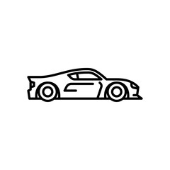 Sports car outline icon. Sports car black line illustration.