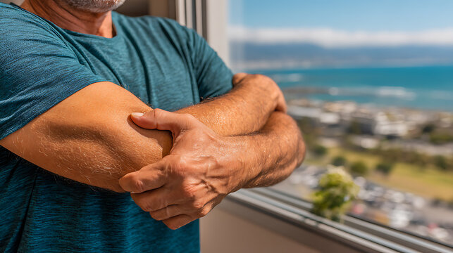 Embracing self-care for well-being a man relaxes by the window with a view coastal lifestyle content