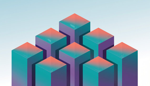 Abstract Geometric Cubes Data Visualization Gradient