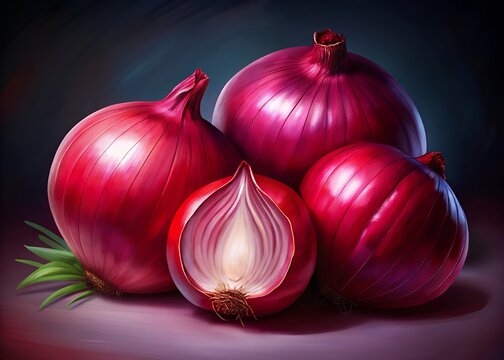 Vibrant red onions freshly harvested and ready for cooking - Powered by Adobe
