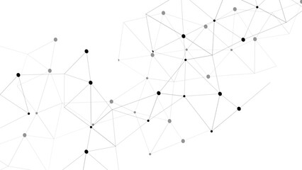 Abstract Minimalist White Technology Background Black Geometric Network of Connected Nodes & Lines. Digital Data, Neural Mesh, & Communication Concept for your Business & Web Design usage.