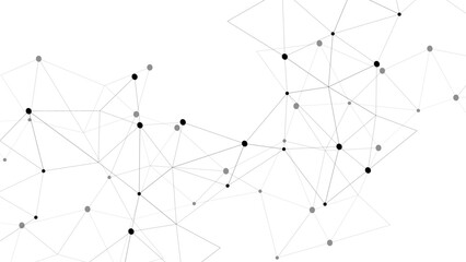 Abstract Minimalist White Technology Background Black Geometric Network of Connected Nodes & Lines. Digital Data, Neural Mesh, & Communication Concept for amazing Business & Web Design styles.