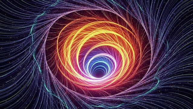 Chromatic Time Vortex: Abstract Glowing Wormhole of Neon Light Trails and Energy Swirls