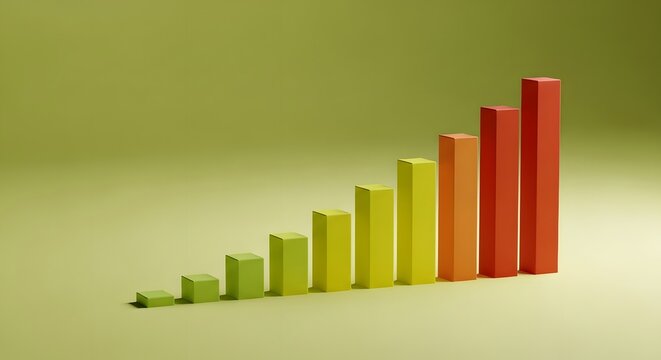 Dynamic bar graph showing powerful business growth and upward trends, perfect for financial reports, presentations, and marketing visuals with vibrant colors