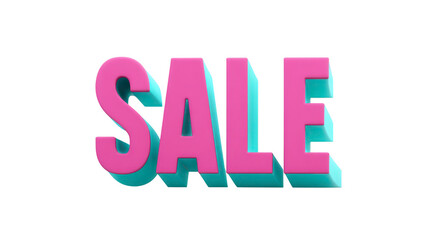 SALE bold 3D text in pink and blue color, isolated on transparent background, perfect for advertising, promotion, marketing, retail, and special offer announcement