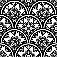 Seamless black and white geometric pattern. Vector Illustration.