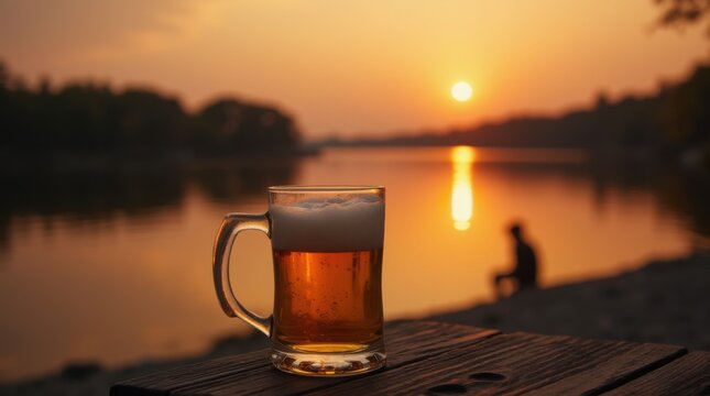 Perfect moment with a cold beer at sunset by the lakeside
- Powered by Adobe