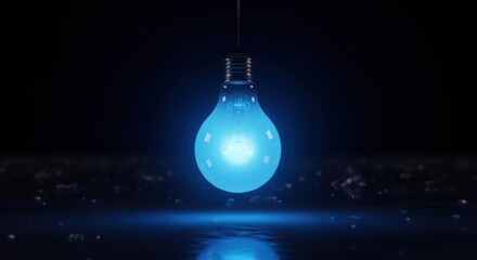 Glowing light bulb shining brightly in dark room innovation concept