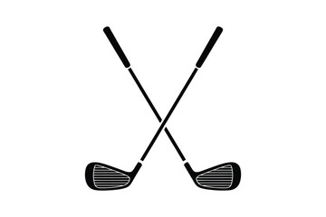 Crossed Golf Clubs Emblem Created As Clean Vector Illustration For Sports Branding, Classic Athletic Logo Design, Modern Identity Graphics, And Professional Tournament-Themed Artwork
