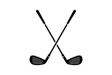 Crossed Golf Clubs Emblem Created As Clean Vector Illustration For Sports Branding, Classic Athletic Logo Design, Modern Identity Graphics, And Professional Tournament-Themed Artwork