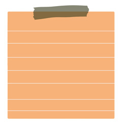 Orange Blank Sticky Note Illustrations, Lined Memo Pads with Tape