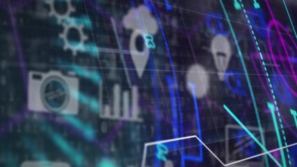 Cyan pointer sweeping from blurred grid, icon cluster emerging and stabilizing to reveal metrics - Powered by Adobe