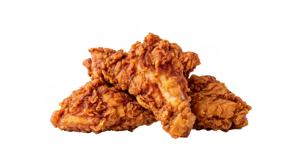 Crispy fried chicken pieces stacked together, golden brown and crunchy, delicious comfort food perfect for fast food meals, evoking sense of indulgence and satisfaction