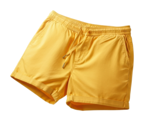 Summer vibes yellow swim shorts on display beach apparel bright
