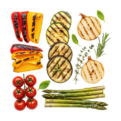 Grilling fresh vegetables bbq food summer top view