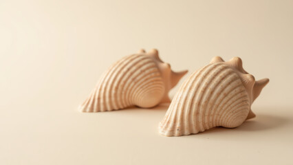 Obraz premium Beautiful seashells with smooth textures and soft colors create serene coastal vibe, perfect for beach themed decor or nature inspired art