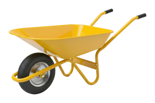 Construction action with yellow wheelbarrow in site environment