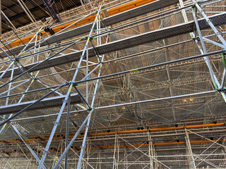 Construction and Renovation Work Inside a Modern Train Station