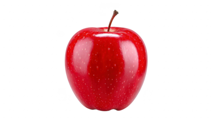 Red apple fresh fruit isolated on transparency background shiny skin healthy snack natural food close up single object vibrant color stem attached perfect for diet