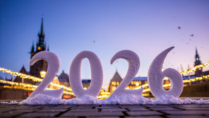 The number 2026 on a New Year's background
