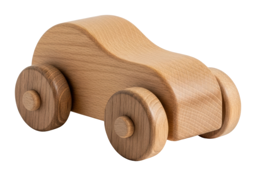 Playful wooden toy car children's room